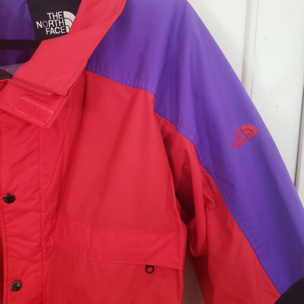 THE NORTH FACE Mens RED And PURPLE Snowboard Hiking Jacket Size M / L Vintage